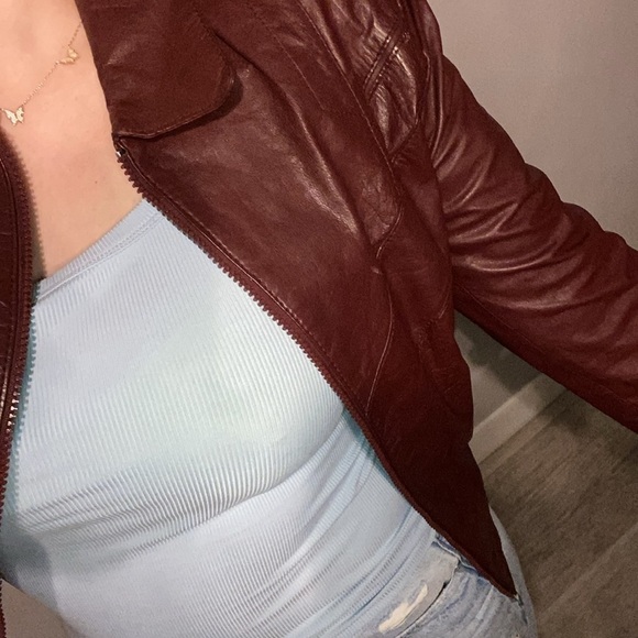 Vintage maroon/burgundy leather jacket Gorgeous! - Picture 6 of 8